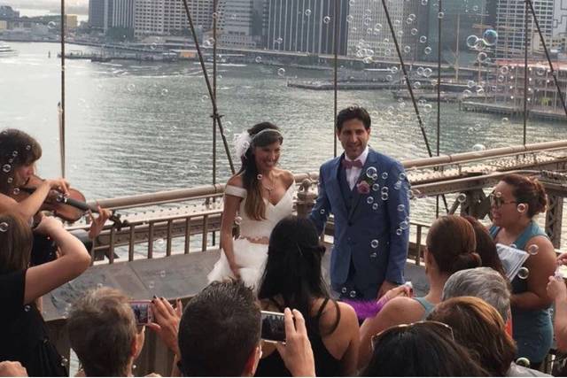 Ceremony on the Brooklyn Bridge.