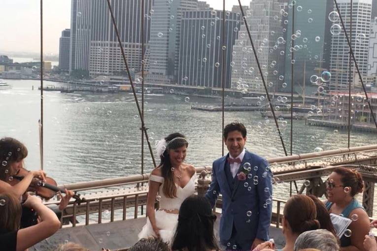 Ceremony on the Brooklyn Bridge.