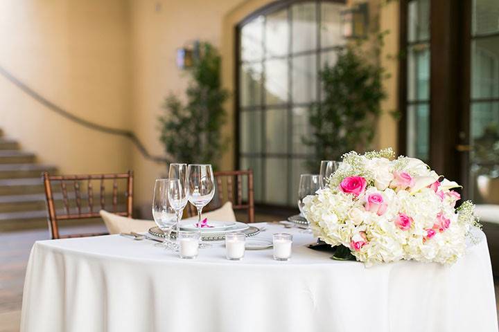 Table set up with centerpiece