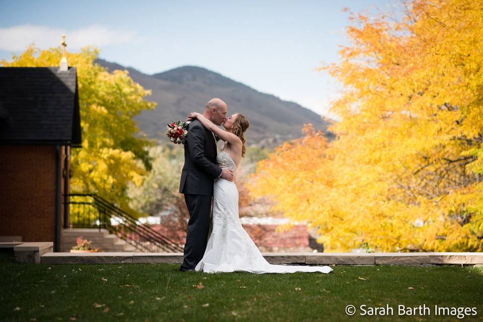 Newlyweds kiss