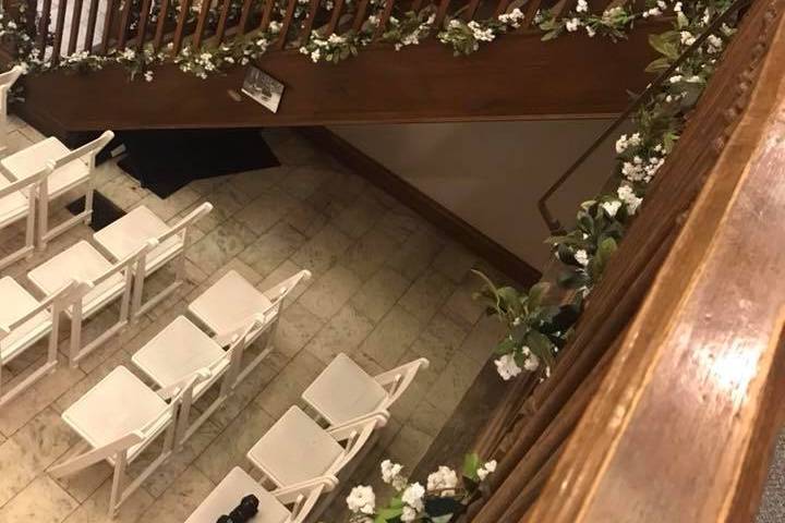 Floral decor on the staircase