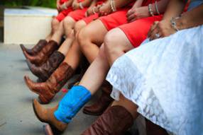 Bride and bridesmaids in their boots