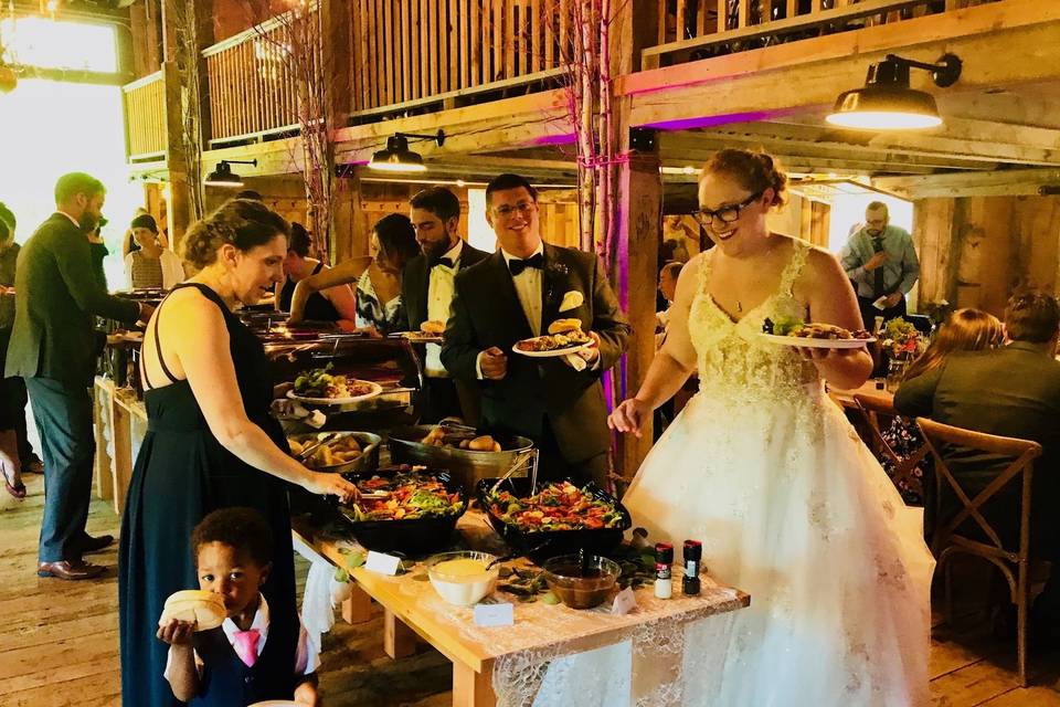 Bride starting the buffet line