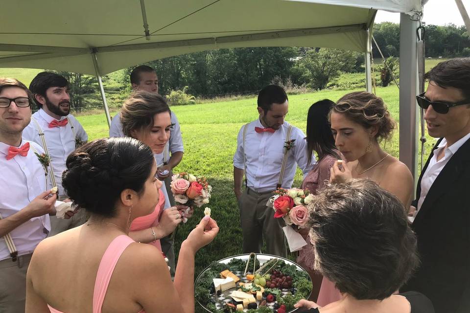 Bridal party platter during cocktail hour/photos