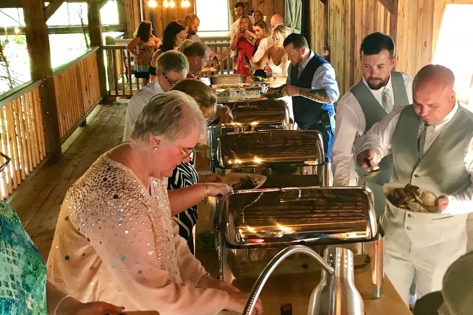 Beautiful barn double sided buffet line