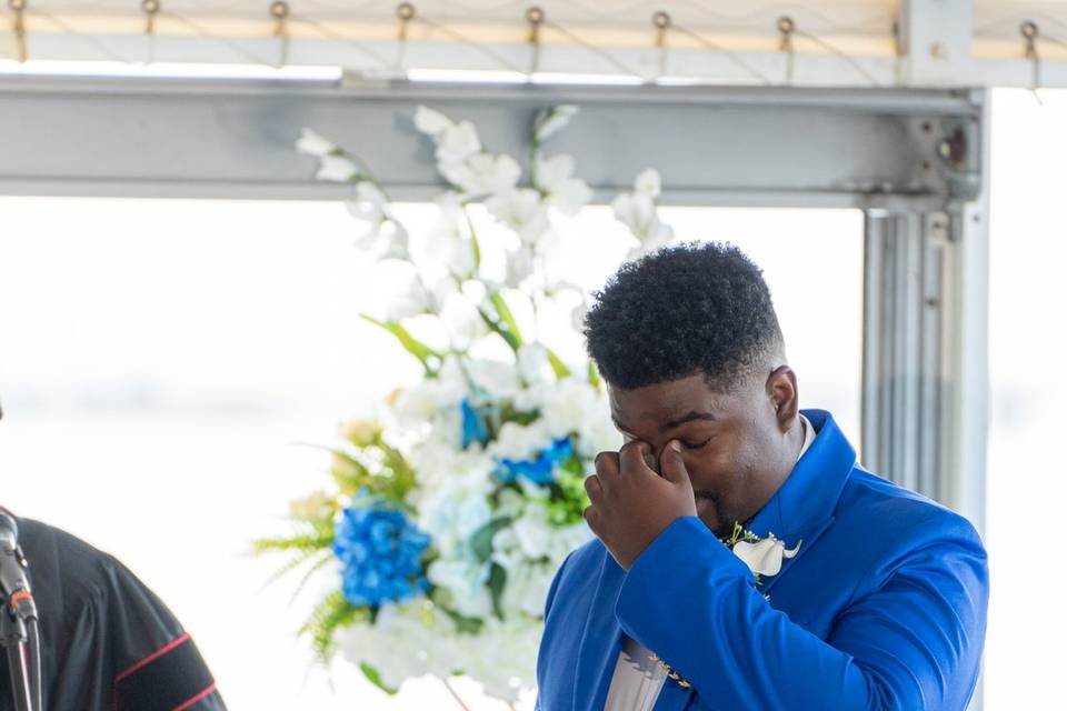 Groom emotional moment