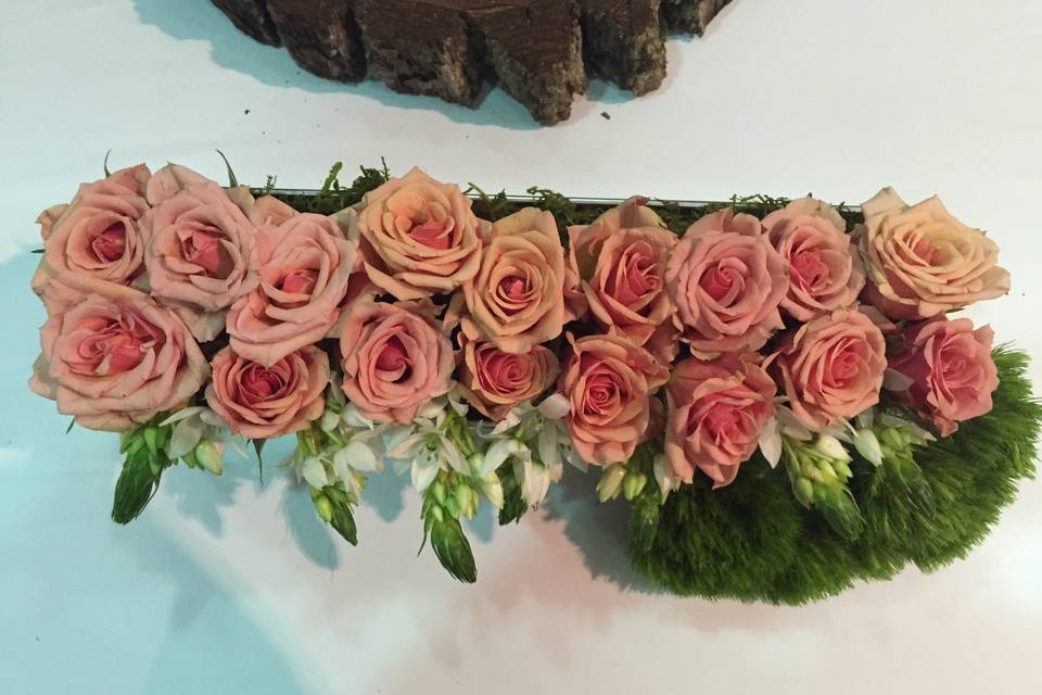 Table setup with flower centerpiece