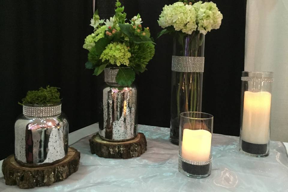 Table setup with candle centerpiece