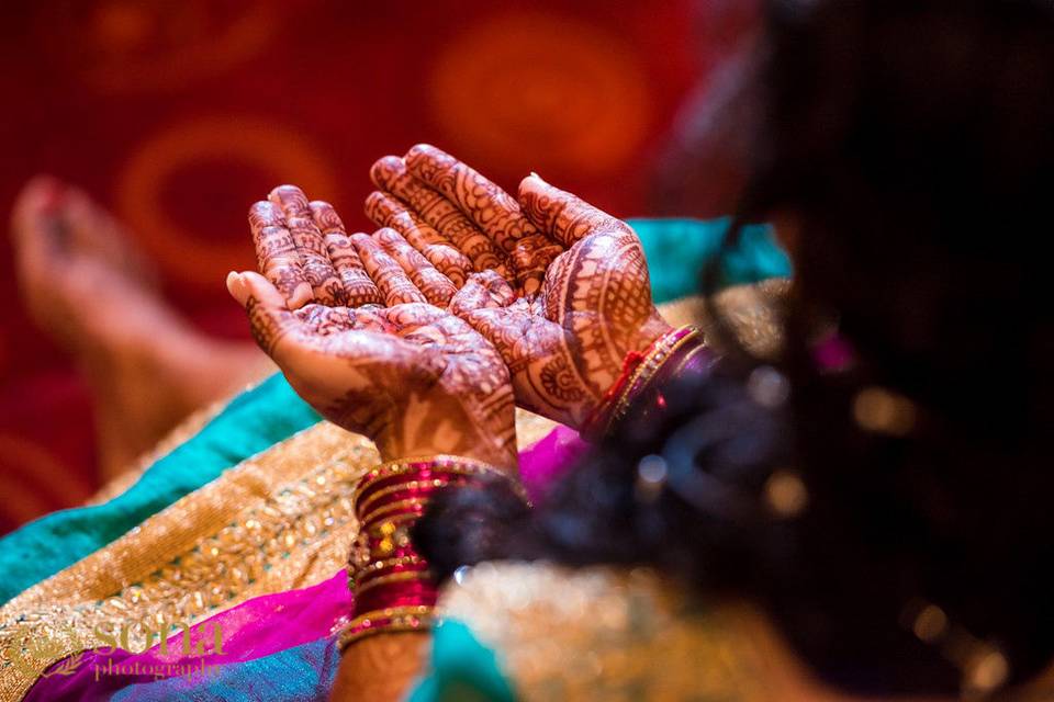 Mehndi art on our grand staircase photo credit: sona photography