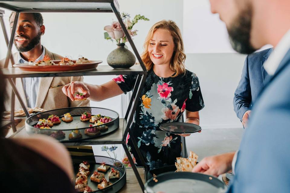 Guests sampling the food