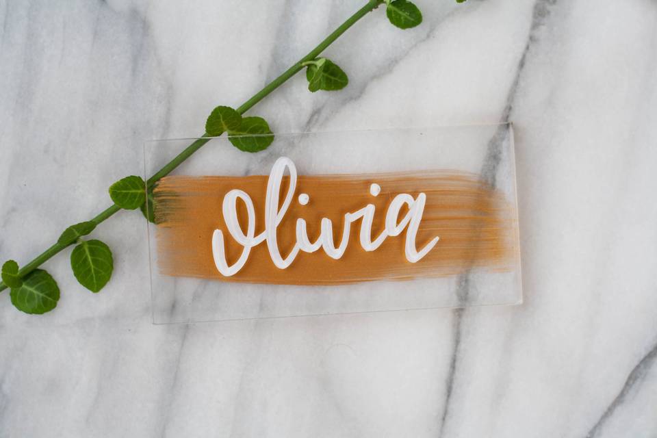 Hand lettered place card