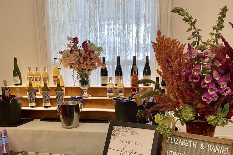 Couple setting up the bar