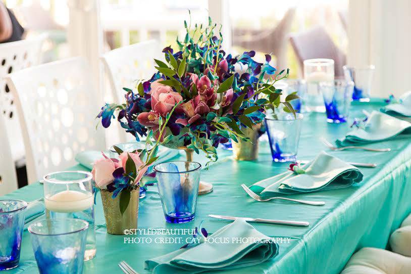 Blue orchids tablescape