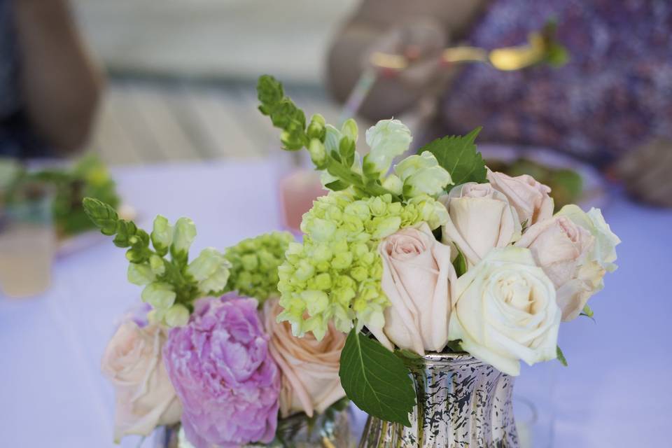 Pastel and gold centerpiece
