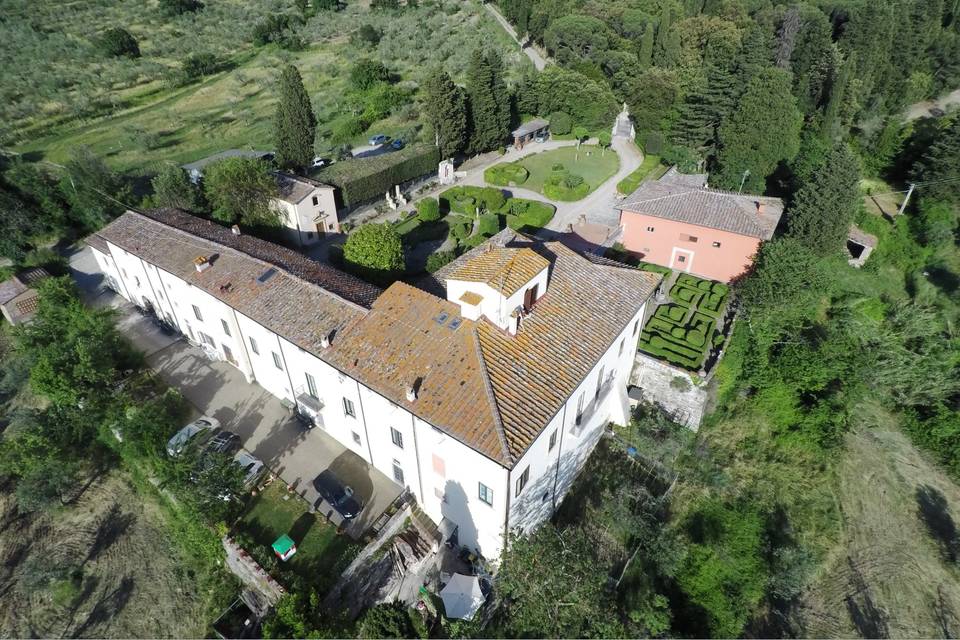 Drone view showing Villa Ersilia