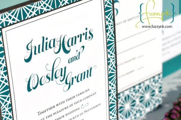 Signature Collection Wedding Invitations - Julia Suite
Customize with your choice of color, font, and wording.  Available print methods: letterpress, thermography, offset or digital.