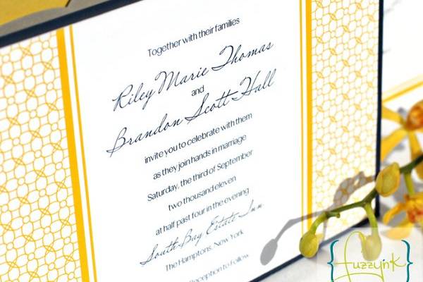 Signature Collection Wedding Invitations - Riley Suite
Customize with your choice of color, font, and wording.  Available print methods: letterpress, thermography, offset or digital.