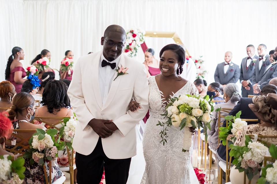 Bride and groom at ceremony