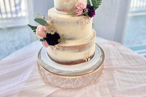 Naked Cake with Real Flowers