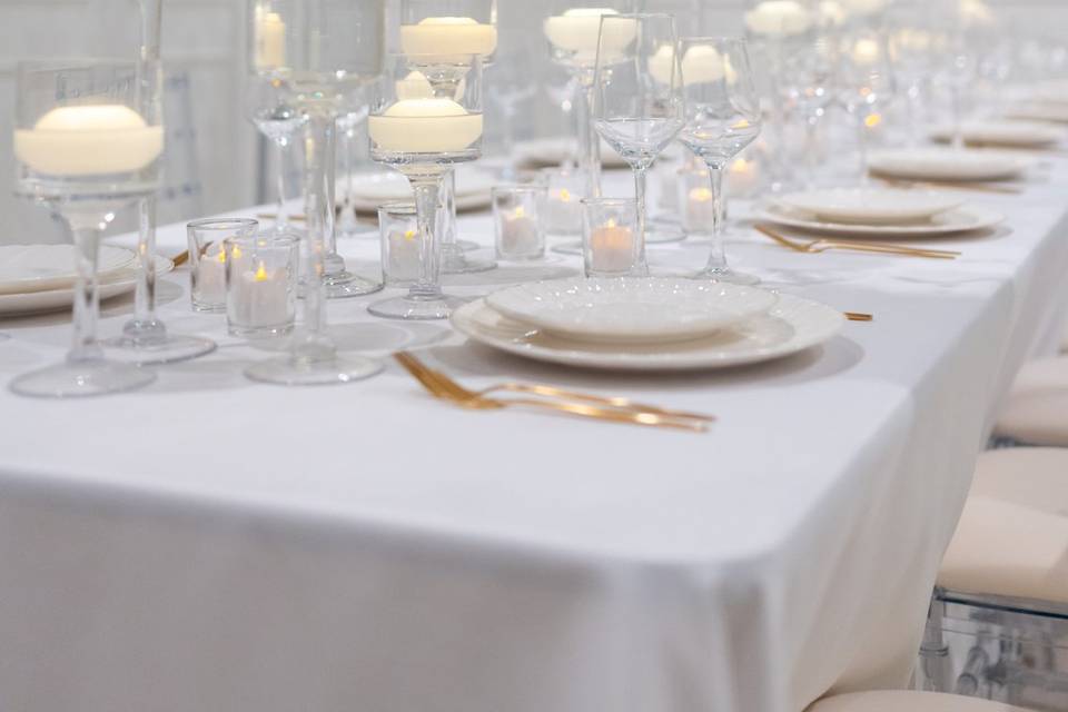 Table setup with votive candle