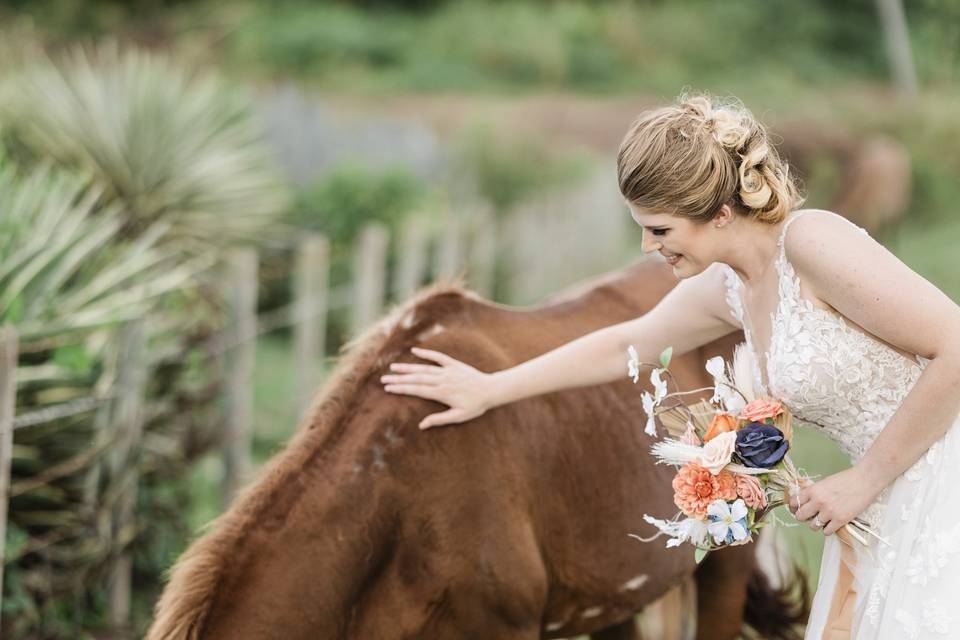 Bride with horse