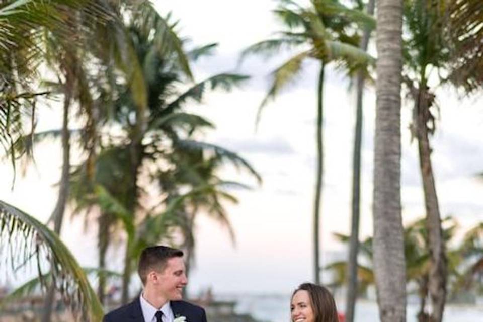 Walking couple in blue hour