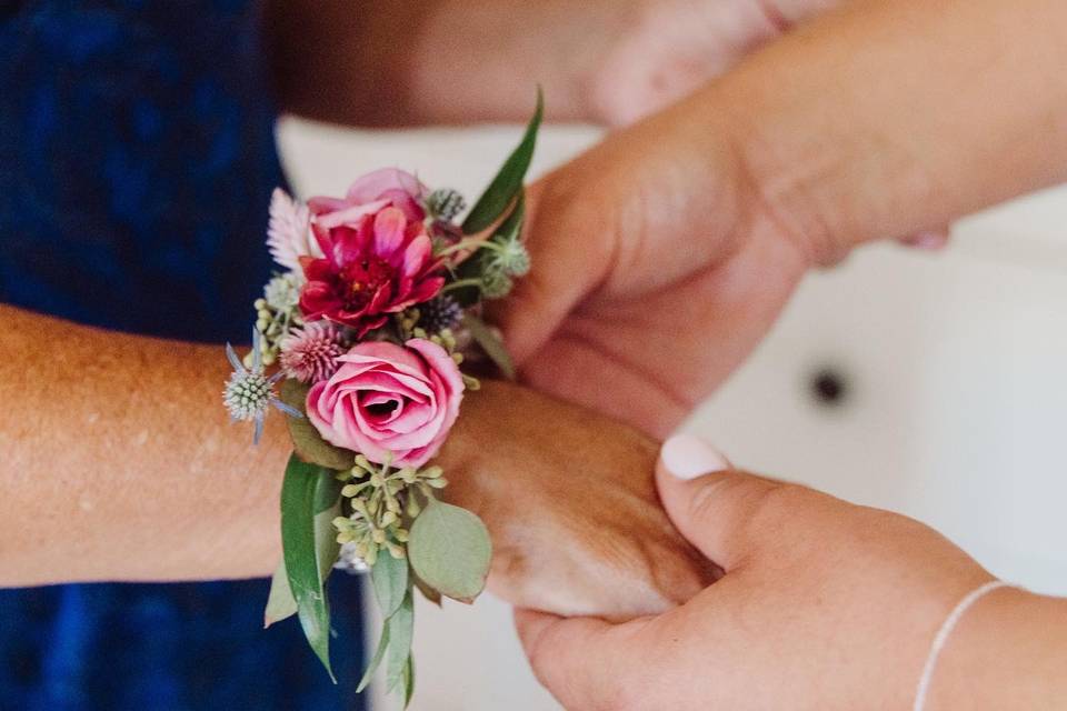 Local blooms corsage