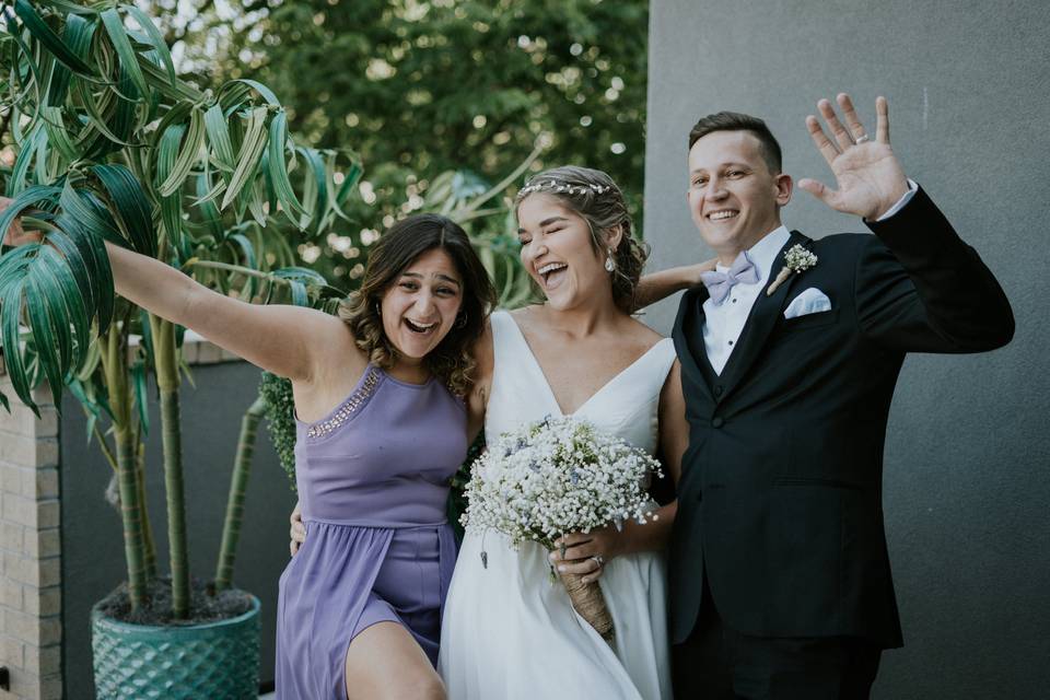 Bride, Groom, and Friends