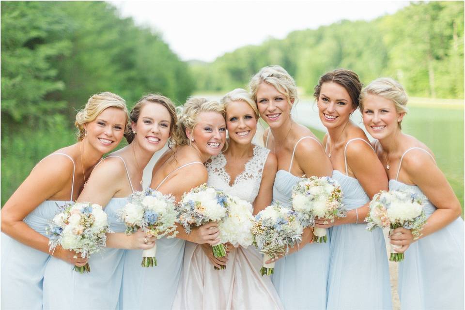 The bride and bridesmaids