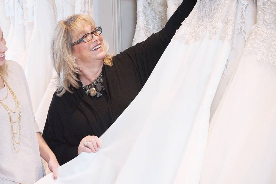 Cathy helping sweet bride