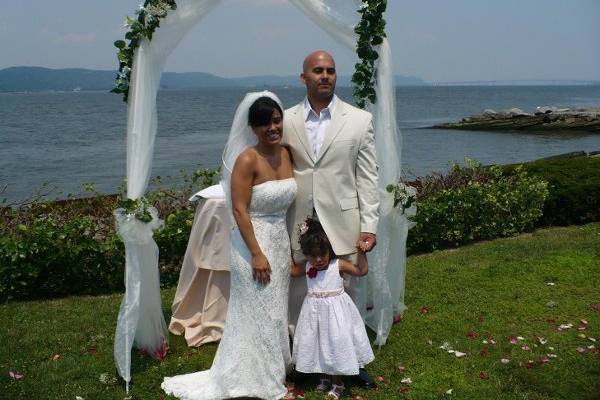 Myrna and Ritchie get married by the edge of the Hudson River in Dobbs Ferry, NY.
