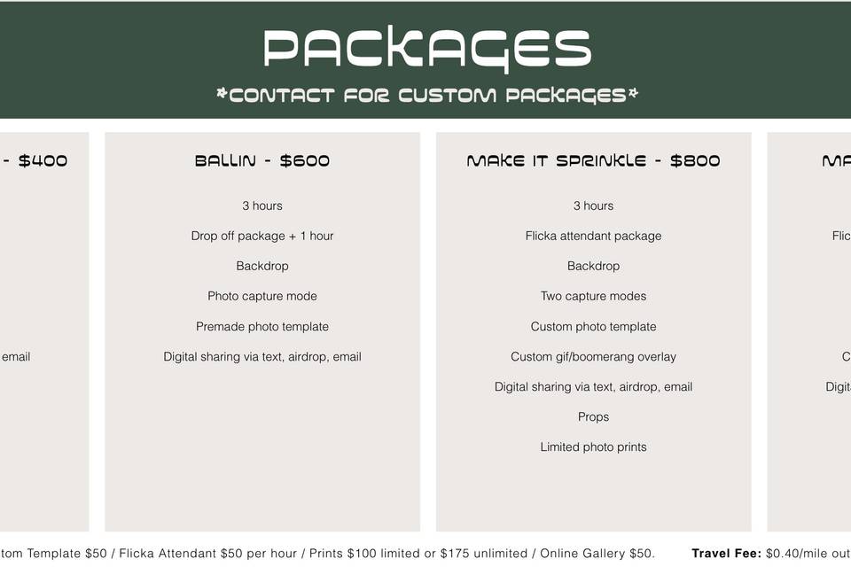 Package Pricing