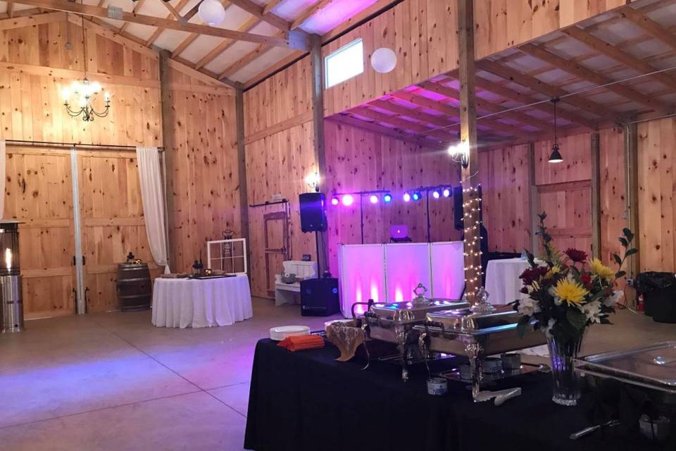 DJ booth with uplighting