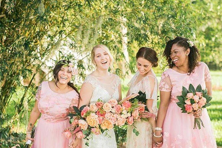 Bride and bridesmaids