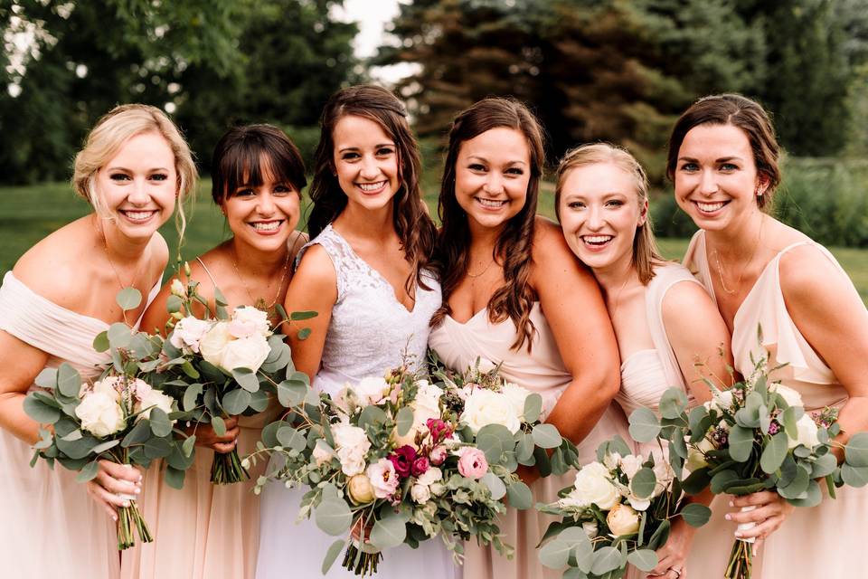 Bridesmaids and the bride