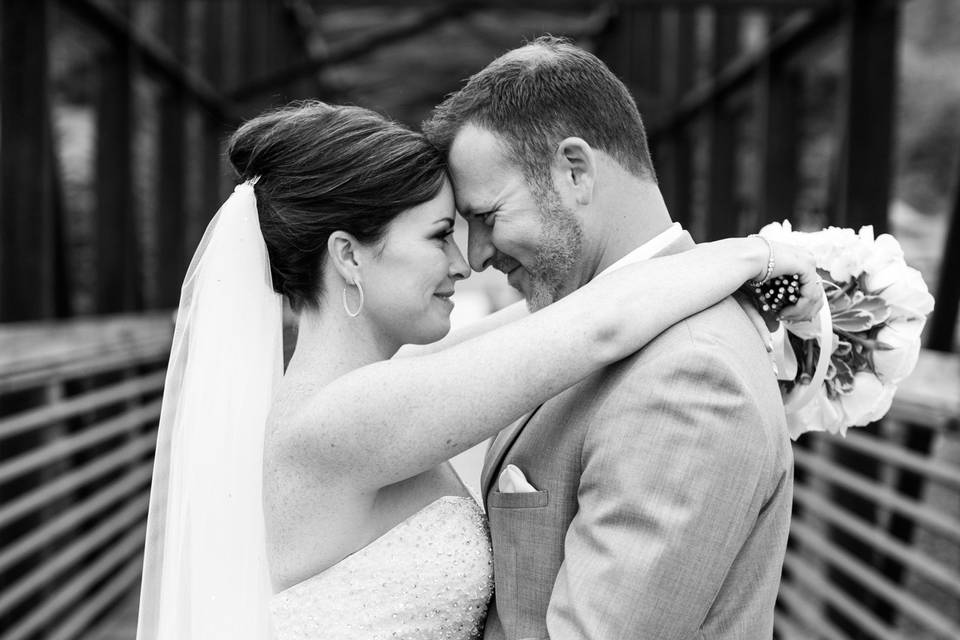 Embracing each other on the bridge