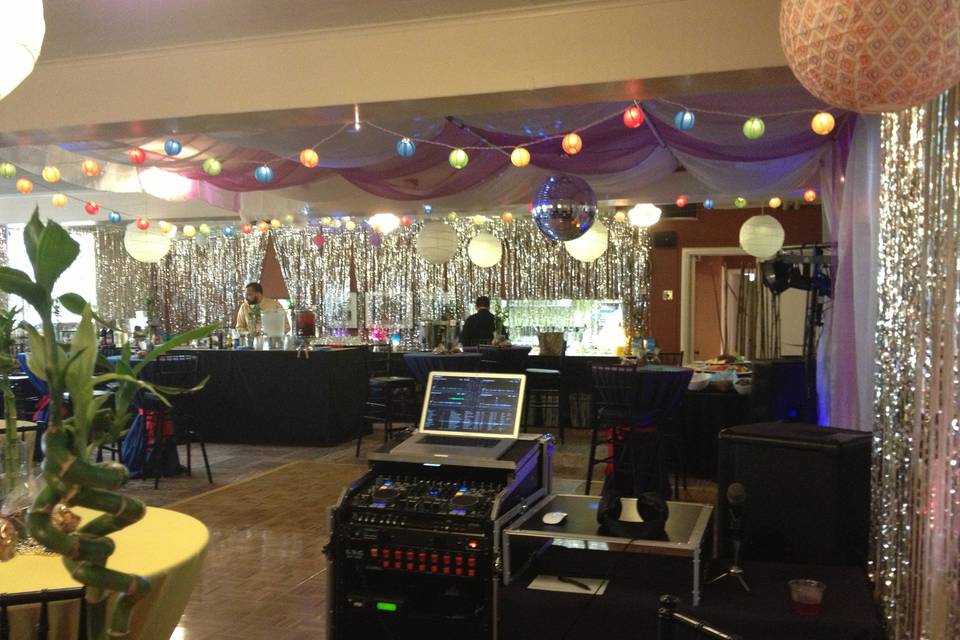 Reception decorations and DJ booth