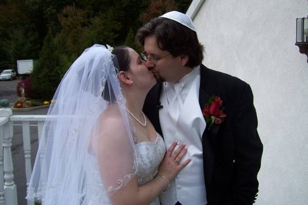 Newlyweds kiss