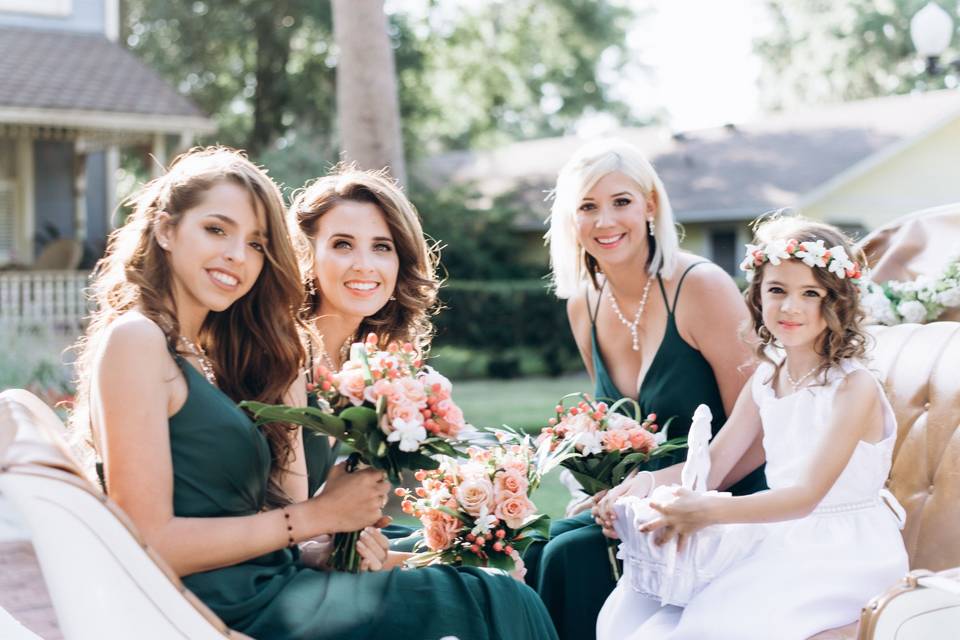 Bridesmaids in Horse Carriage