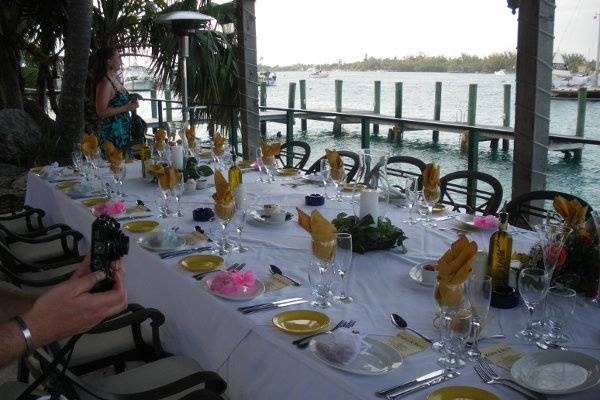 Wedding Dinner set-up by the water