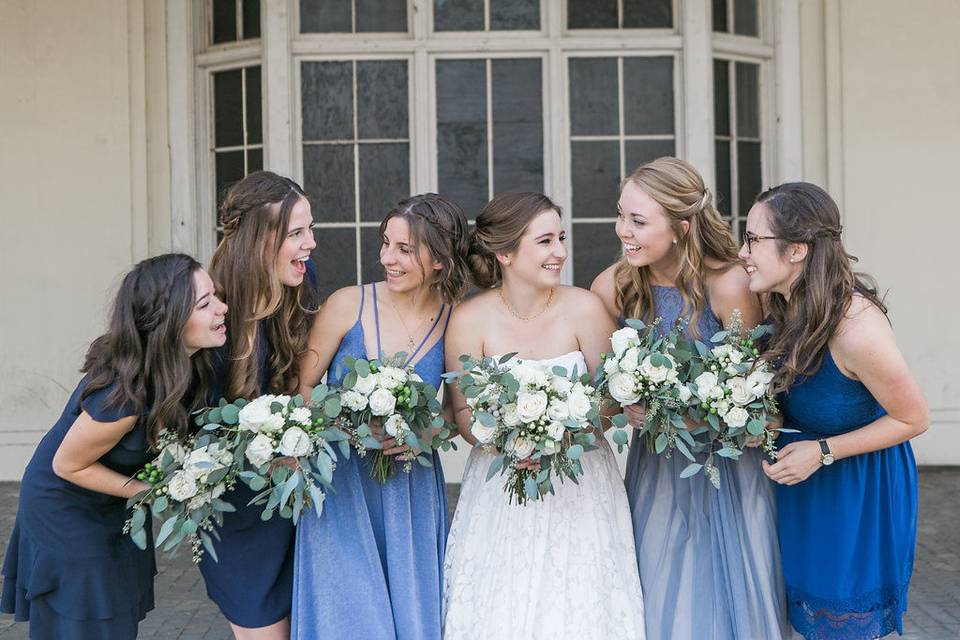 Bride with bridesmaids