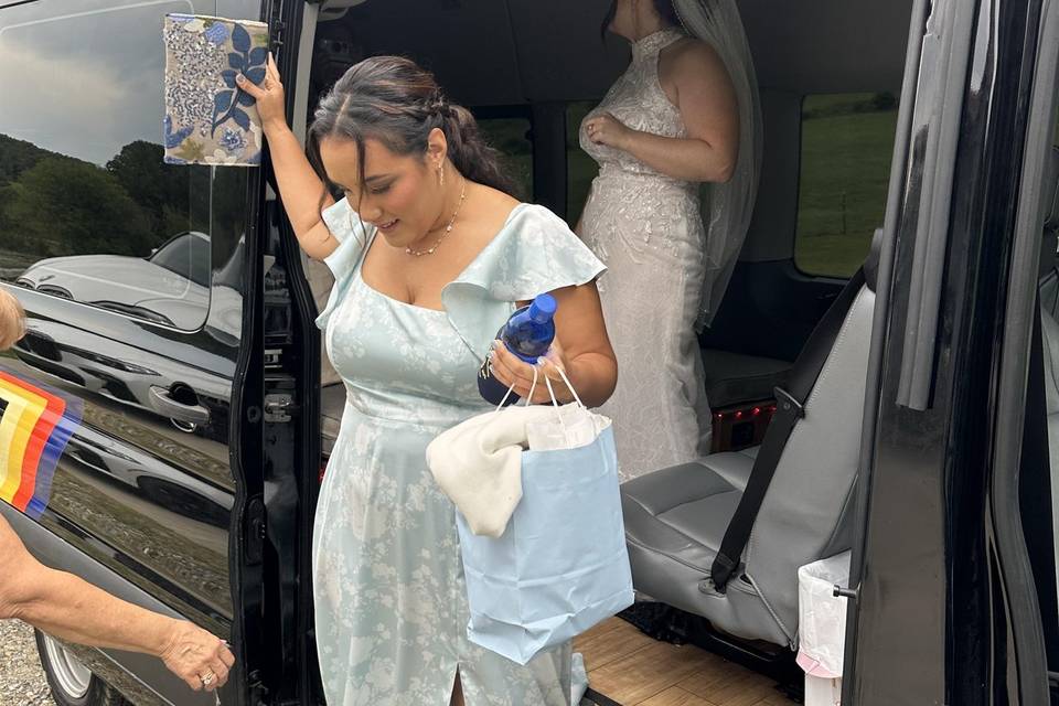 Bridesmaids unloading
