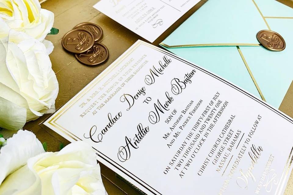 Minimal Gold Foil Invitations