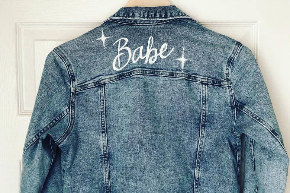 Denim jacket with lettering