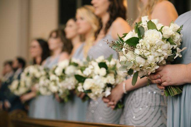 Bridesmaids in silver