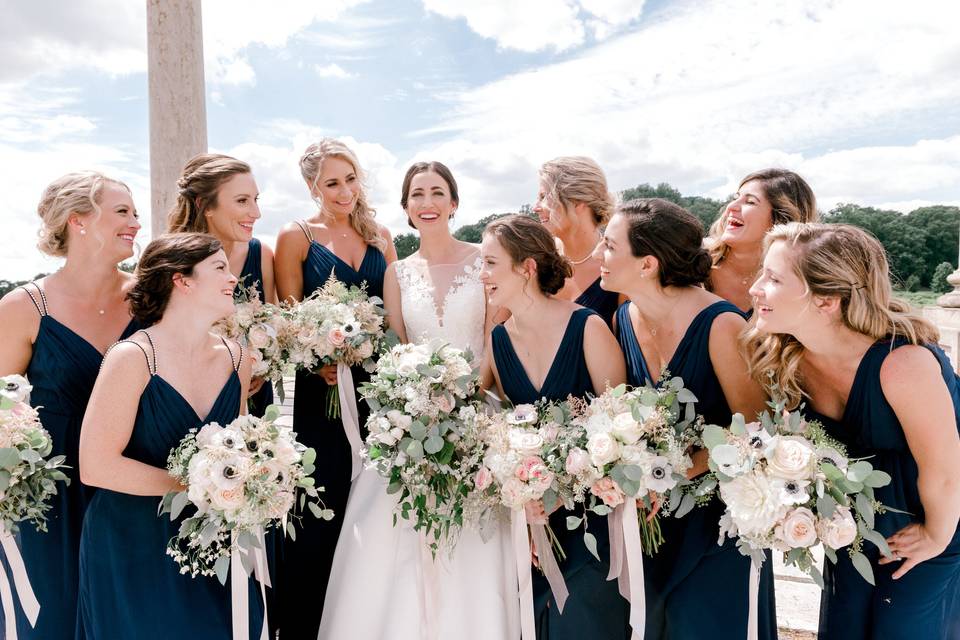 Bridesmaids laughing