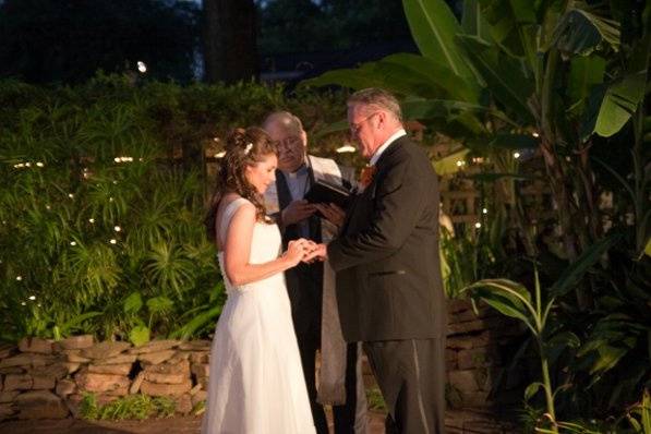 Evening Wedding in East Garden (photo by JLang Photography)