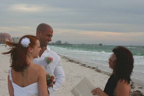 Officiating the ceremony at the beach