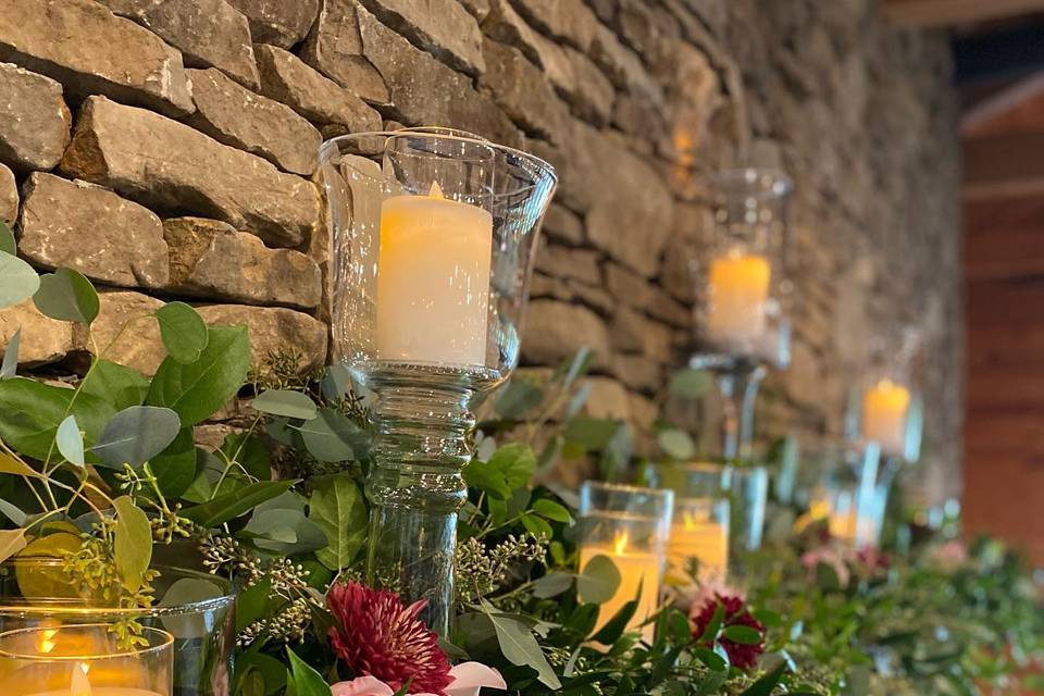 Greenery and flowers on Mantle