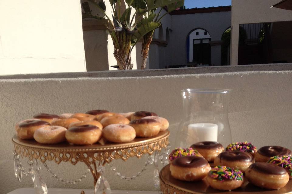 Cocktail hour, sweet treat to get things started for a breakfast themed reception!